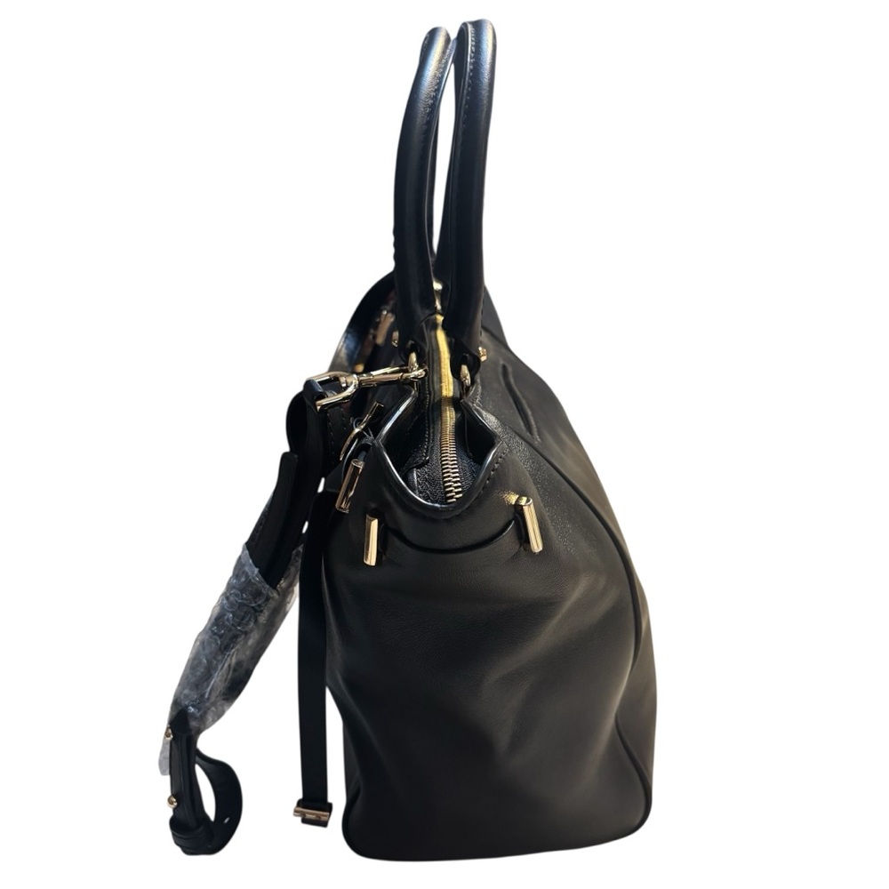 NWT Michael Kors Amelia Tote Black Luxe Leather Medium Top-Zip Crossbody FLAWED - Picture 3 of 16